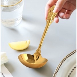 1 Piece 304 Stainless Steel Soup Ladle Cooking Tool Kitchen Accessories Gold Scoop Tablewares Gold Plated Soup Serving Spoon