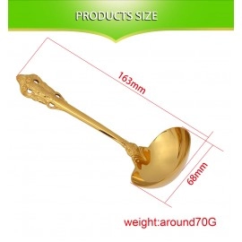 NOBRAND 304 Stainless Steel Soup Ladle Cooking Tool Kitchen Accessories Gold Scoop Tablewares Gold Plated Soup Serving Spoon, Size: 16