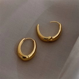 New Classic Copper Alloy Smooth Metal Hoop Earrings For Woman Fashion Korean Jewelry Temperament Girl's Daily Wear earrings