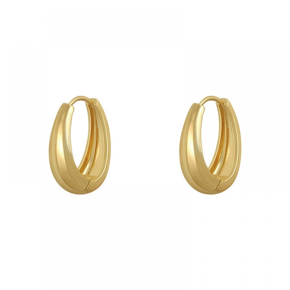 New Classic Copper Alloy Smooth Metal Hoop Earrings For Woman Fashion Korean Jewelry Temperament Girl's Daily Wear earrings